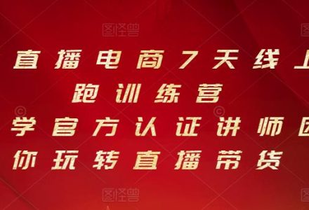 抖音直播电商7天线上陪跑训练营，巨量学官方认证讲师团带你玩转直播带货-创艺项目网