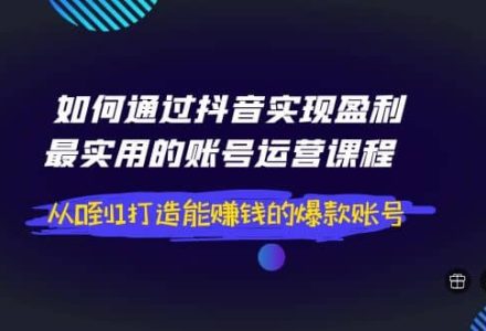 如何通过抖音实现盈利，最实用的账号运营课程 从0到1打造能赚钱的爆款账号-创艺项目网