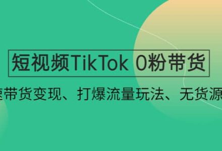 短视频TikTok 0粉带货：快速带货变现、打爆流量玩法、无货源玩法-创艺项目网