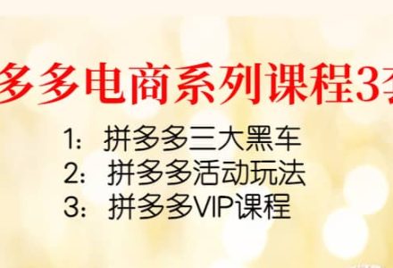 拼多多电商系列课程3套：拼多多三大黑车 拼多多活动玩法 拼多多VIP课程-创艺项目网