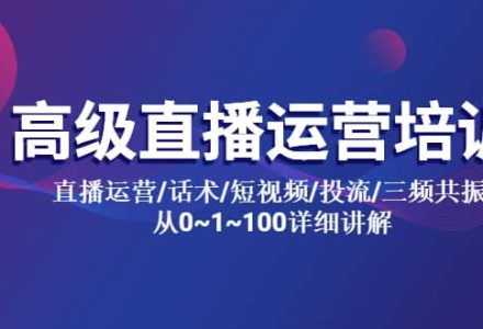 高级直播运营培训 直播运营/话术/短视频/投流/三频共振 从0~1~100详细讲解-创艺项目网