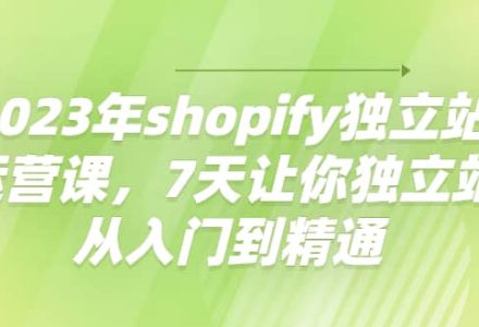 2023年shopify独立站运营课，7天让你独立站从入门到精通-创艺项目网