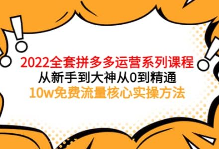 2022全套拼多多运营课程，从新手到大神从0到精通，10w免费流量核心实操方法-创艺项目网