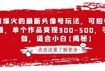 抖音爆火的最新头像号玩法，可短视频可直播，单个作品变现300-500，手机可做，适合小白【揭秘】-创艺项目网