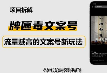 2023抖音快手毒文案新玩法，牌匾文案号，起号快易变现-创艺项目网