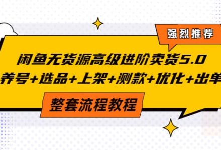 闲鱼无货源高级进阶卖货5.0，养号 选品 上架 测款 优化 出单整套流程教程-创艺项目网