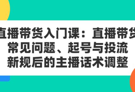 直播带货入门课：直播带货常见问题、起号与投流、新规后的主播话术调整-创艺项目网