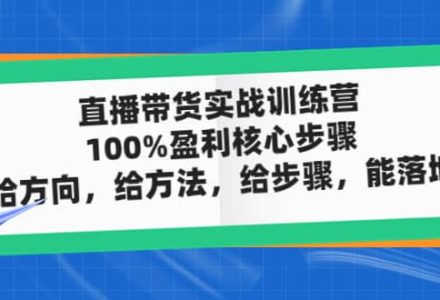 直播带货实战训练营：100%盈利核心步骤，给方向，给方法，给步骤，能落地-创艺项目网