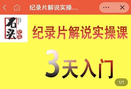 石头纪实·纪录片解说实操课，3天入门，快速掌握纪录片解说视频制作-创艺项目网