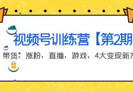 某收费培训：视频号训练营【第2期】带货，涨粉，直播，游戏，4大变现新方向-创艺项目网