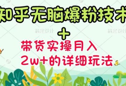 《知乎无脑爆粉技术》 图文带货月入2W 的玩法送素材-创艺项目网