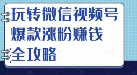 玩转微信视频号爆款涨粉赚钱全攻略，让你快速抓住流量风口，收获红利财富-创艺项目网