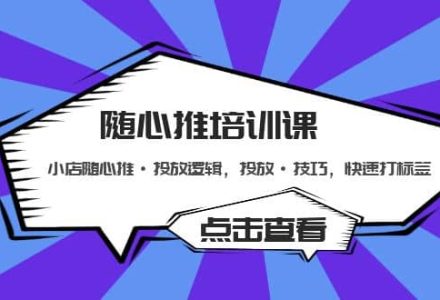 随心推培训课：小店随心推·投放逻辑，投放·技巧，快速打标签-创艺项目网