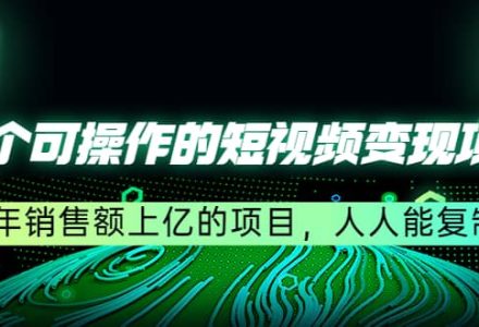 五个可操作的短视频变现项目：年销售额上亿的项目，人人能复制-创艺项目网