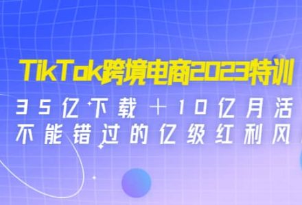 TikTok跨境电商2023特训：35亿下载＋10亿月活，不能错过的亿级红利风口-创艺项目网