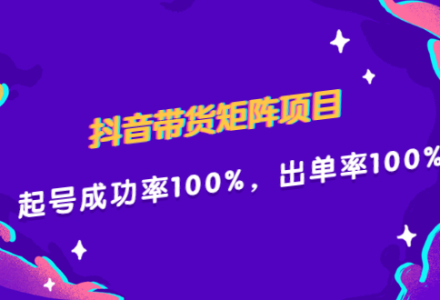 抖音带货矩阵项目，起号成功率100%，出单率100%！-创艺项目网