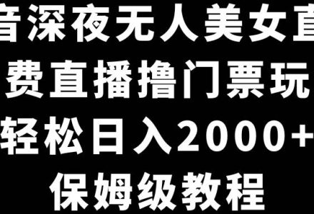 抖音深夜无人美女直播，付费直播撸门票玩法，轻松日入2000+，保姆级教程-创艺项目网