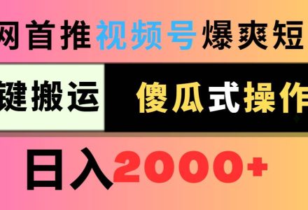 视频号爆爽短剧推广，一键搬运，傻瓜式操作，日入2000+-创艺项目网