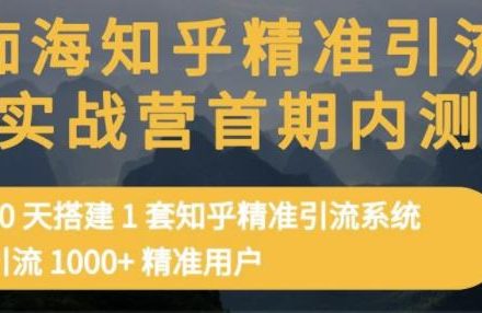 痴海知乎精准引流实战营1-2期，30天搭建1套知乎精准引流系统，引流1000 精准用户-创艺项目网