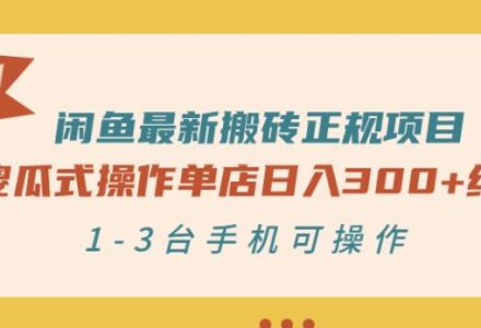 闲鱼最新搬砖正规项目：傻瓜式操作单店日入300 纯利，1-3台手机可操作-创艺项目网