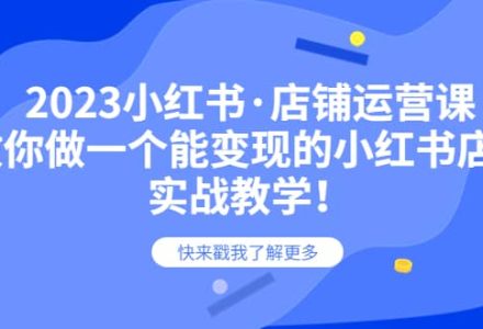 2023小红书·店铺运营课，教你做一个能变现的小红书店铺，20节-实战教学-创艺项目网