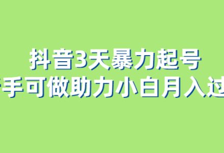 抖音3天暴力起号新手可做助力小白月入过万-创艺项目网