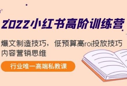 2022小红书高阶训练营：爆文制造技巧，低预算高roi投放技巧，内容营销思维-创艺项目网