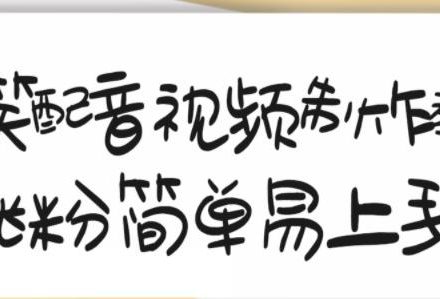 搞笑配音视频制作教程，大流量领域，简单易上手，亲测10天2万粉丝-创艺项目网