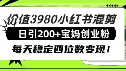 价值3980小红书混剪日引200 宝妈创业粉，每天稳定四位数变现！-创艺项目网