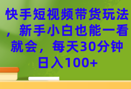 快手短视频带货玩法，新手小白也能一看就会，每天30分钟日入100-创艺项目网