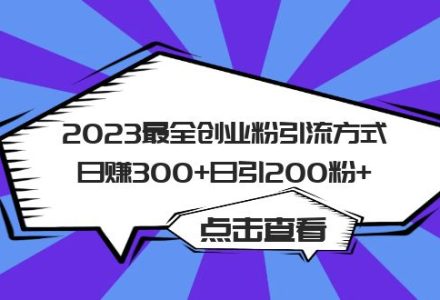 2023最全创业粉引流方式日赚300 日引200粉-创艺项目网