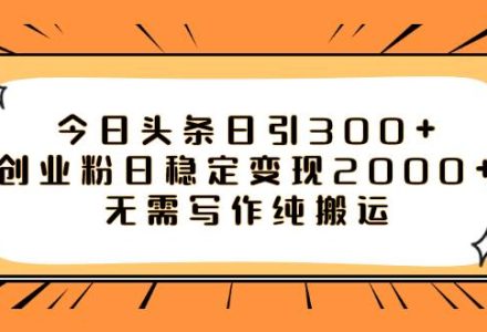 今日头条日引300 创业粉日稳定变现2000 无需写作纯搬运-创艺项目网