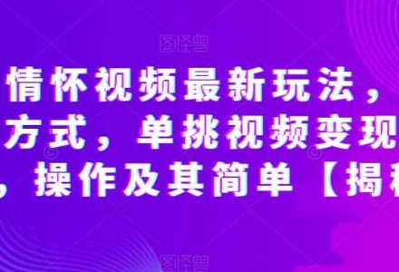 抖音情怀视频最新玩法，多种变现方式，单挑视频变现1000 ，操作及其简单【揭秘】-创艺项目网