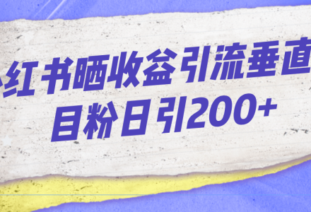 小红书晒收益图引流垂直项目粉日引200-创艺项目网