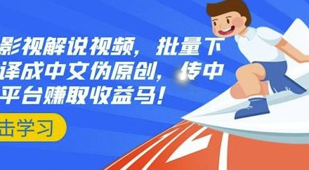 国外影视解说视频，批量下载翻译成中文伪原创，传中视频平台赚取收益-创艺项目网