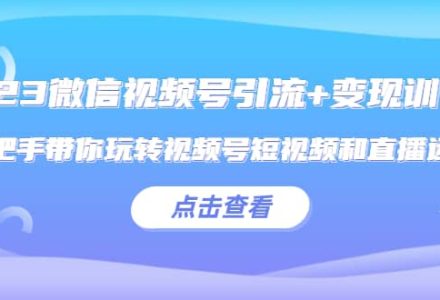 2023微信视频号引流 变现训练营：手把手带你玩转视频号短视频和直播运营-创艺项目网