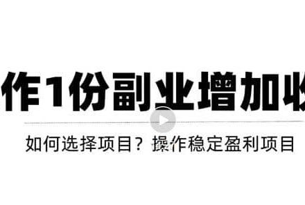 新手如何通过操作副业增加收入，从项目选择到玩法分享！【视频教程】-创艺项目网