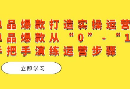 单品爆款打造实操运营，单品爆款从“0”-“1”手把手演练运营步骤-创艺项目网