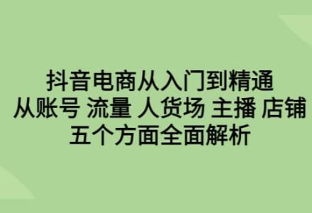 抖音电商从入门到精通，从账号 流量 人货场 主播 店铺五个方面全面解析-创艺项目网