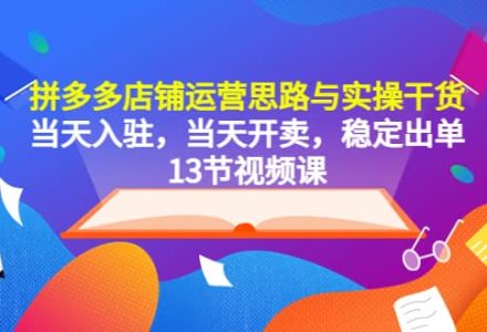 拼多多店铺运营思路与实操干货，当天入驻，当天开卖，稳定出单（13节课）-创艺项目网