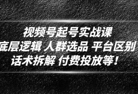 视频号起号实战课：底层逻辑 人群选品 平台区别 话术拆解 付费投放等-创艺项目网