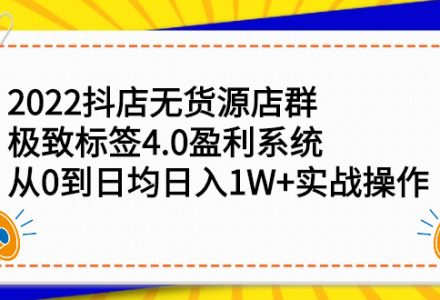 2022抖店无货源店群，极致标签4.0盈利系统价值999元-创艺项目网