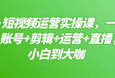 短视频运营实操课，一部手机，账号 剪辑 运营 直播，从小白到大咖-创艺项目网