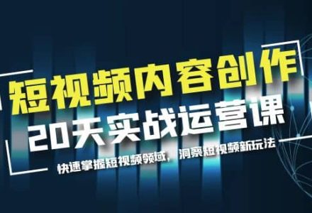 短视频内容创作20天实战运营课，快速掌握短视频领域，洞察短视频新玩法-创艺项目网