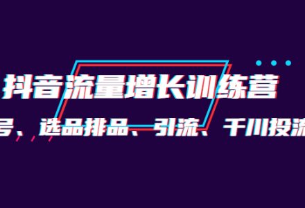 月销1.6亿实操团队·抖音流量增长训练营：起号、选品排品、引流 千川投流等-创艺项目网