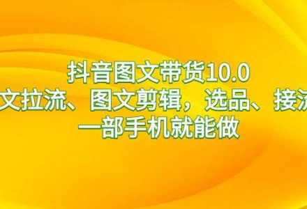 抖音图文带货10.0，图文拉流、图文剪辑，选品、接流等，一部手机就能做-创艺项目网