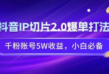 抖音IP切片2.0爆单打法，千粉账号5W收益，小白必备-创艺项目网