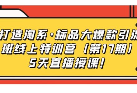 打造淘系·标品大爆款引流班线上特训营5天直播授课！-创艺项目网