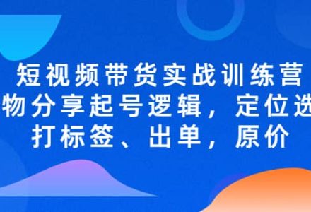 短视频带货实战训练营，好物分享起号逻辑，定位选品打标签、出单，原价-创艺项目网