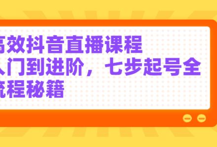 高效抖音直播课程，入门到进阶，七步起号全流程秘籍-创艺项目网